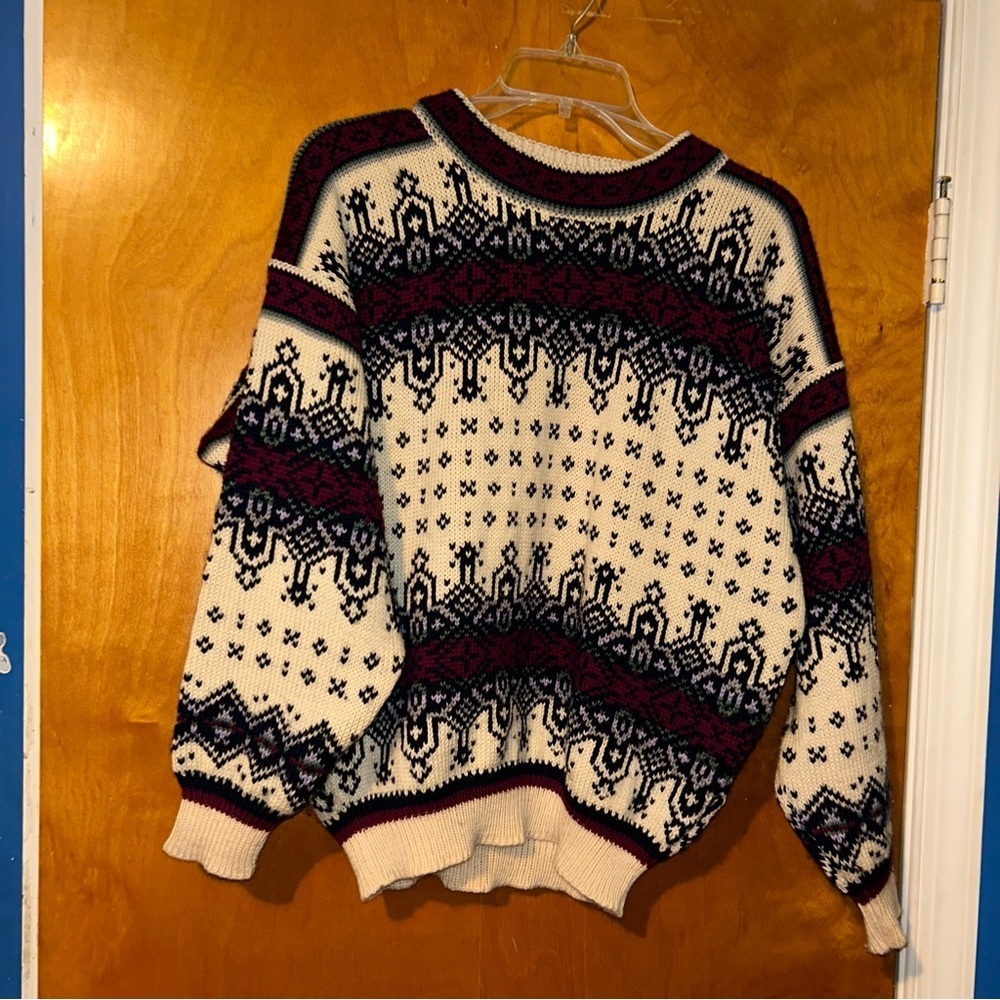 Vintage Vtg Dale of Norway Multi Color Nordic Wool Pullover Sweater Size Small